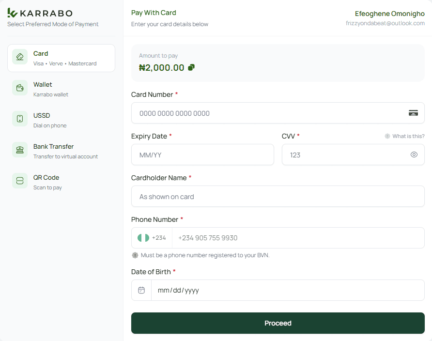 Review your payment screen showing a payment breakdown before proceeding